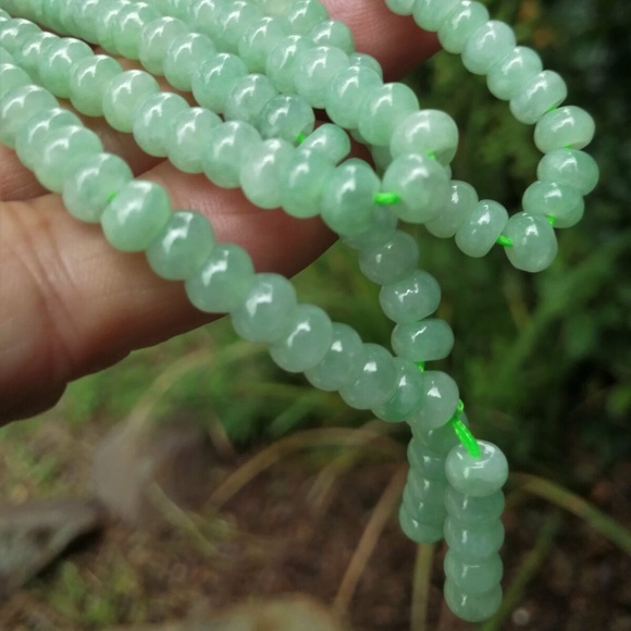 Certificated Natural Grade A Light Green Jadeite Jade Bean Necklace A0451 - Picture 7 of 13
